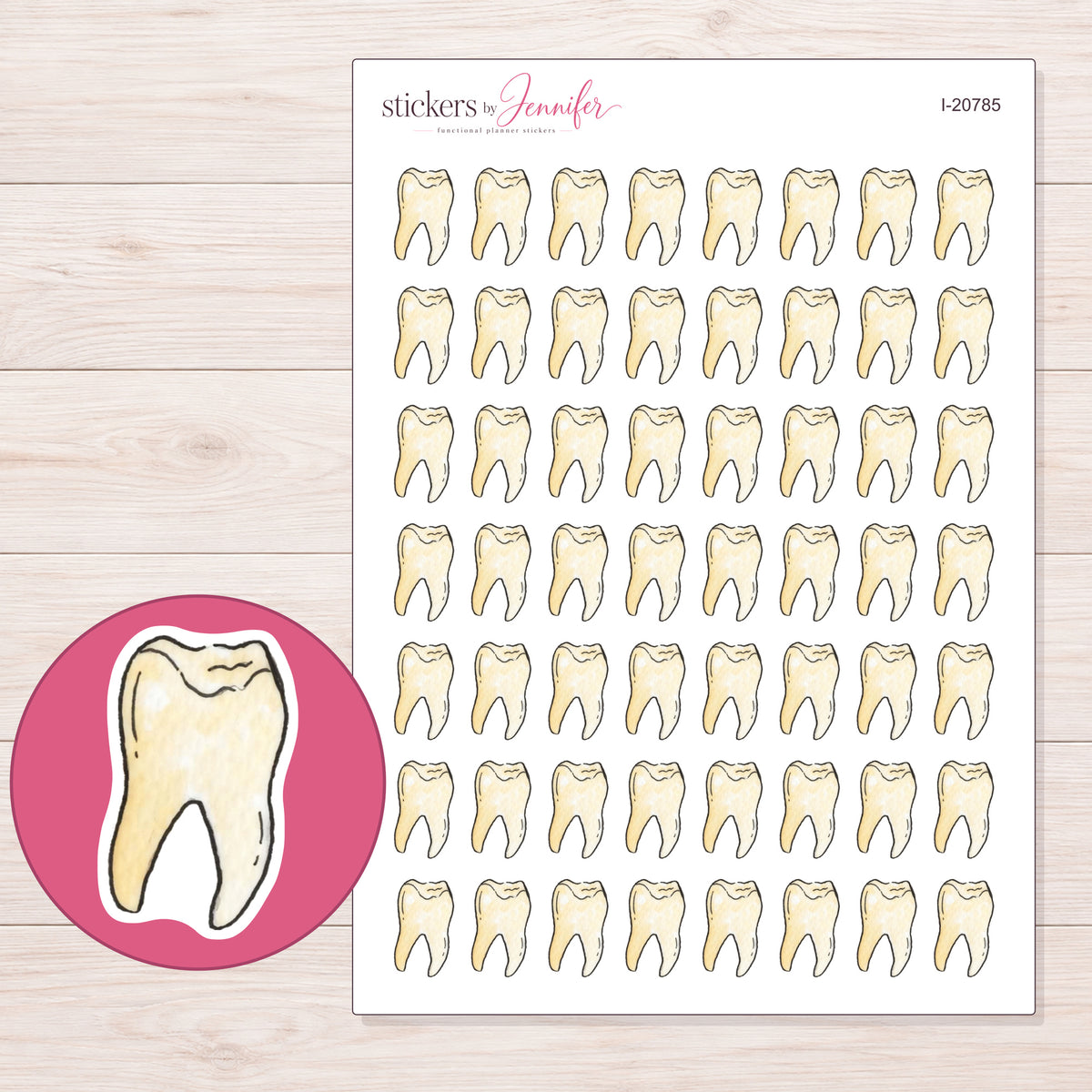 I-20785 planner sticker sheet with enlarged sticker detail