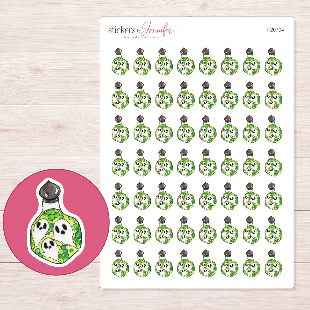 I-20794 planner sticker sheet with enlarged sticker detail