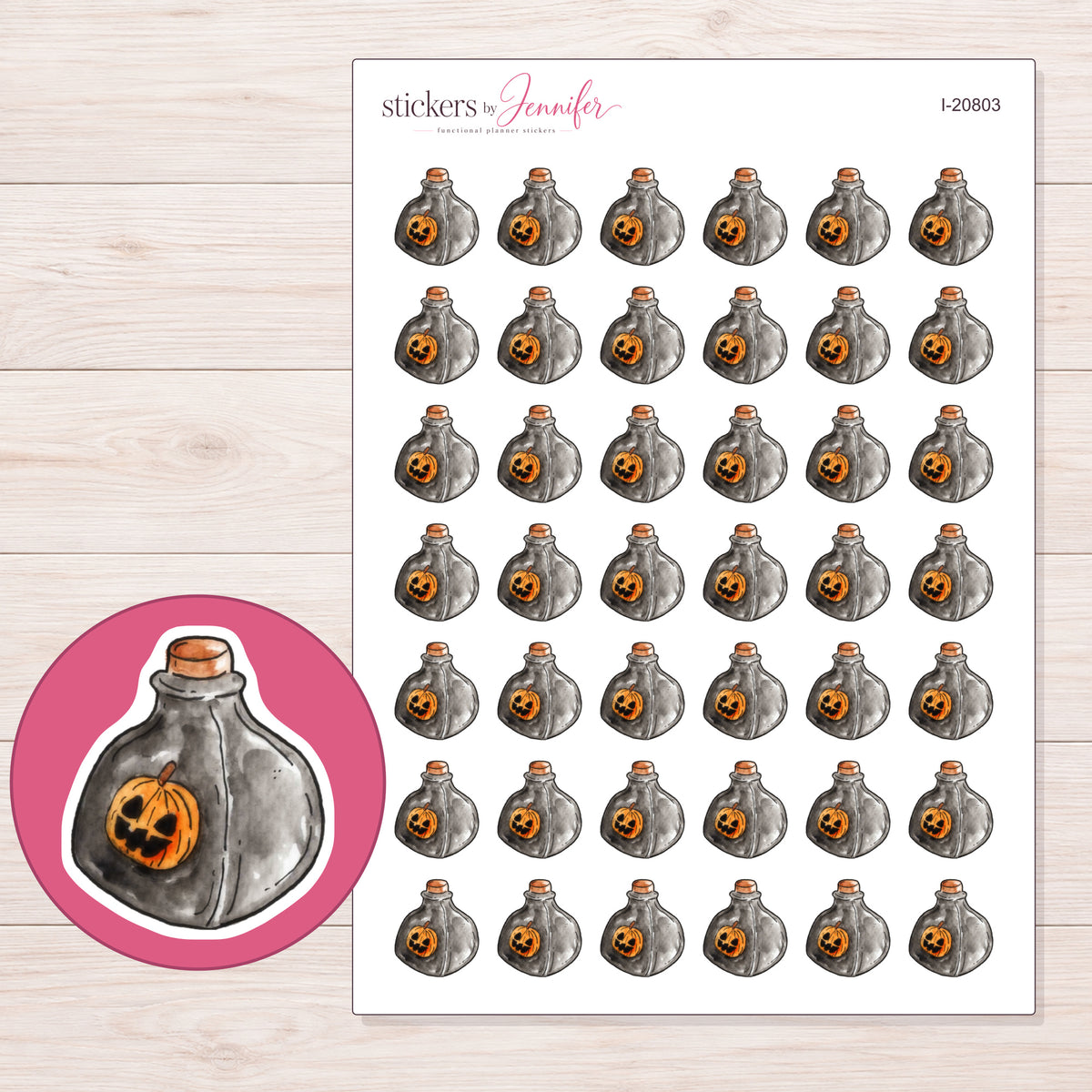 I-20803 planner sticker sheet with enlarged sticker detail