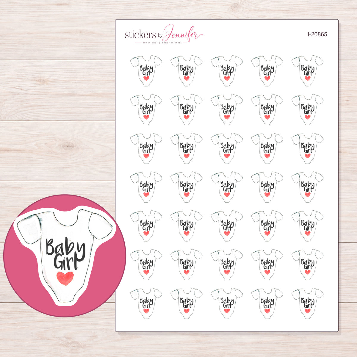 I-20865 planner sticker sheet with enlarged sticker detail