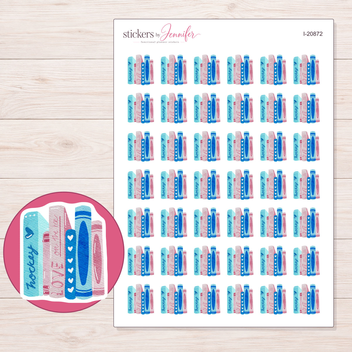 I-20872 planner sticker sheet with enlarged sticker detail