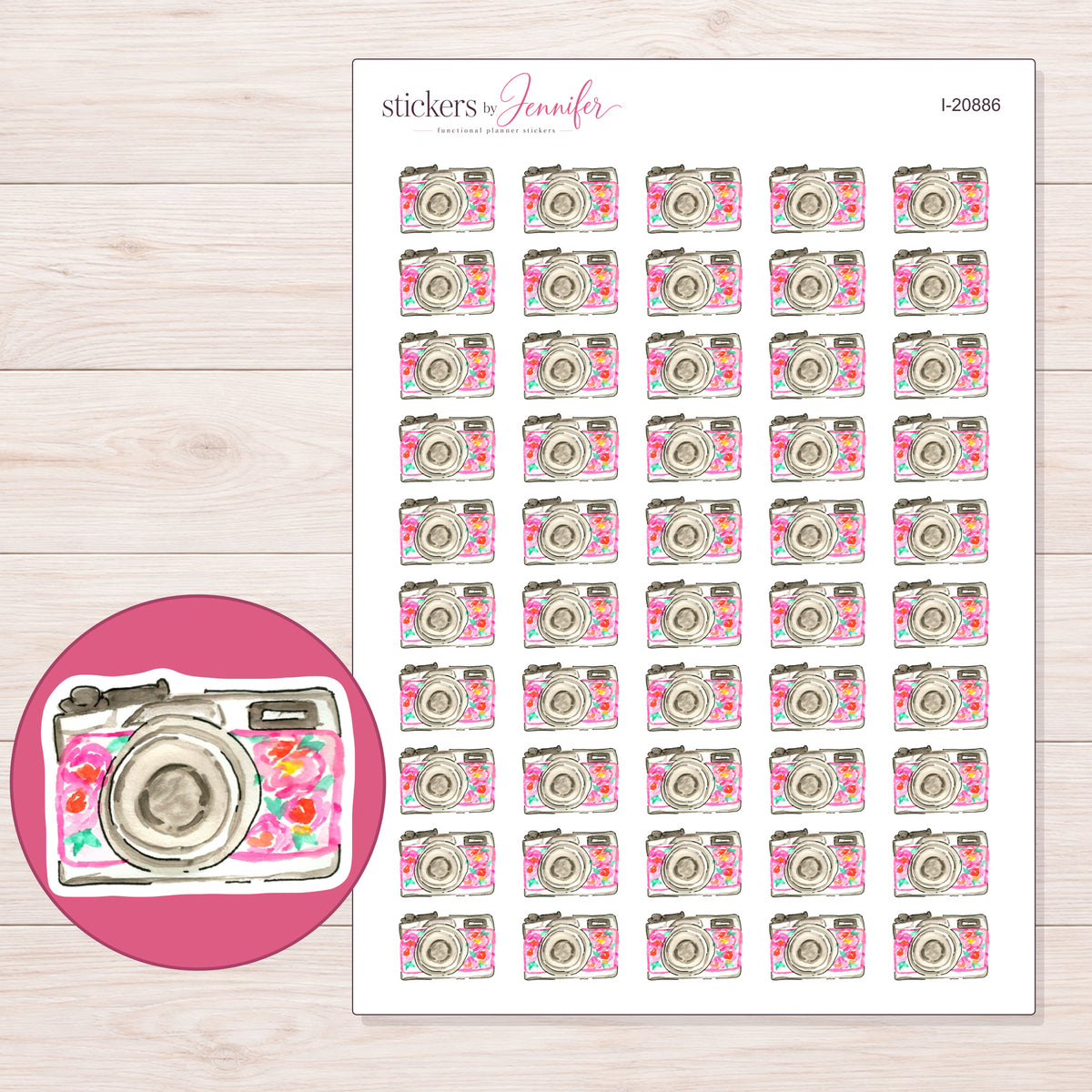 I-20886 planner sticker sheet with enlarged sticker detail