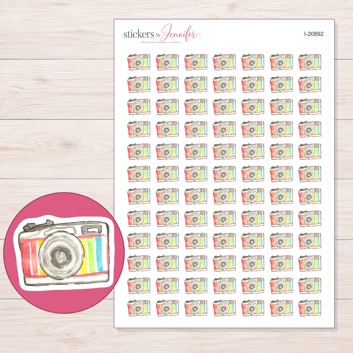 I-20892 planner sticker sheet with enlarged sticker detail