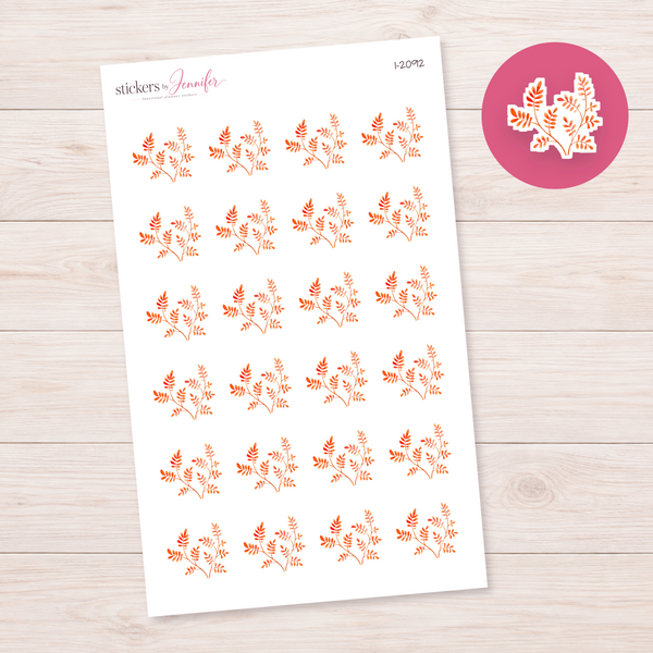 Watercolor Orange Foliage Planner Stickers | I-2092