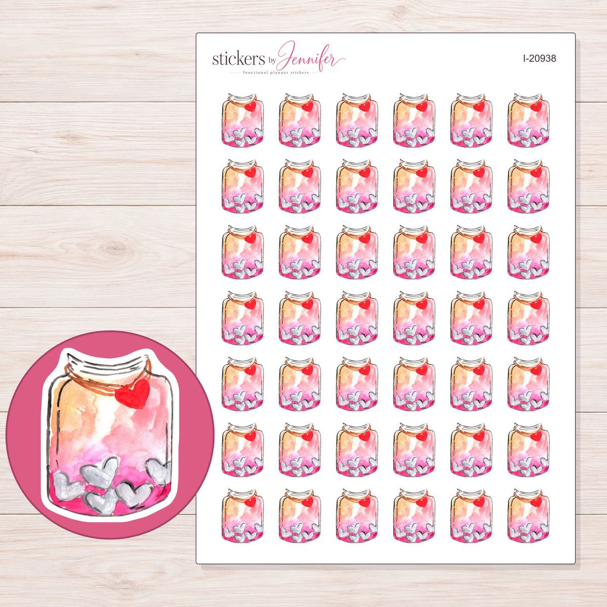 I-20938 planner sticker sheet with enlarged sticker detail