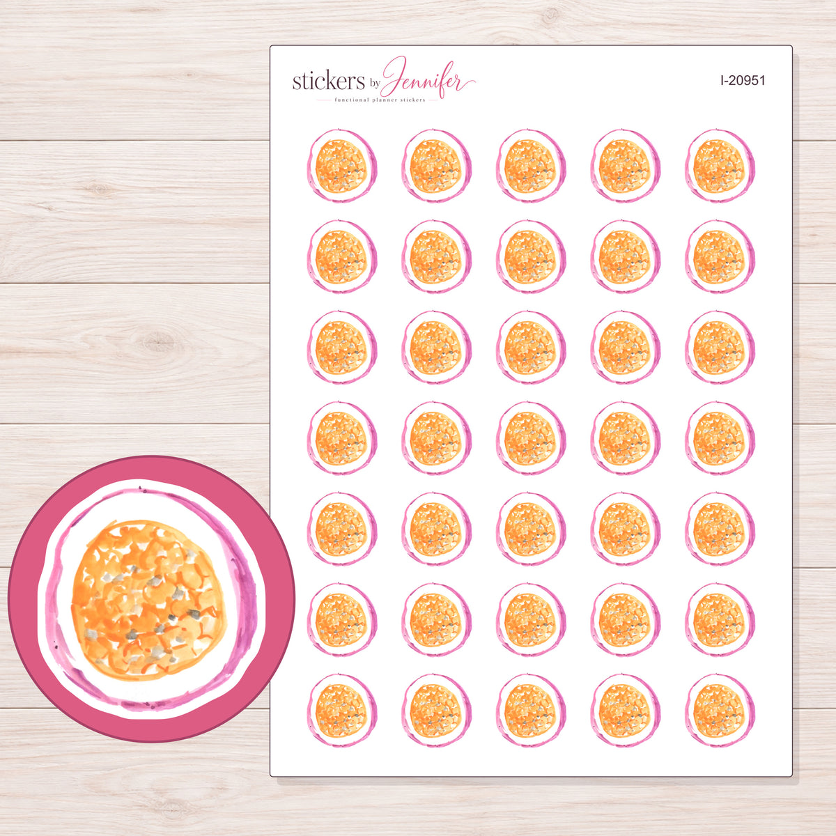 I-20951 planner sticker sheet with enlarged sticker detail