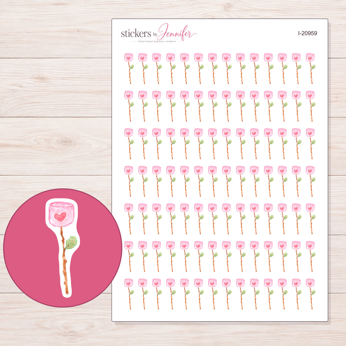 I-20959 planner sticker sheet with enlarged sticker detail
