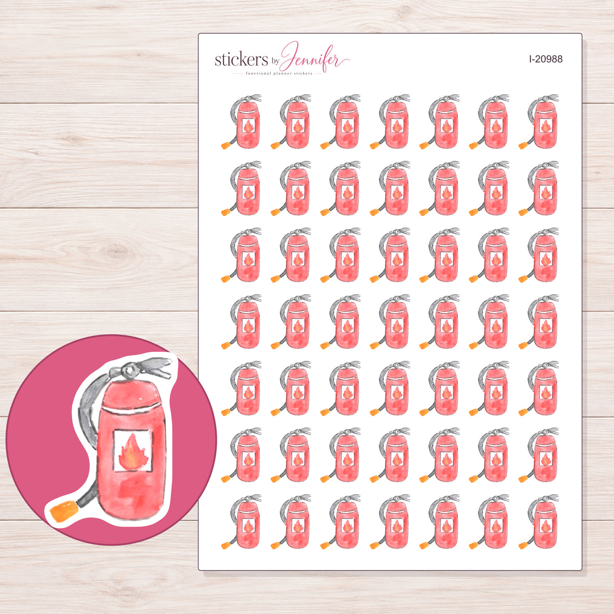 I-20988 planner sticker sheet with enlarged sticker detail