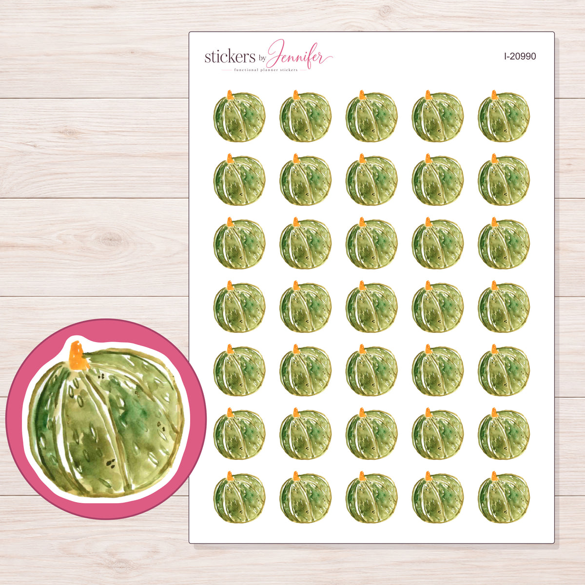 I-20990 planner sticker sheet with enlarged sticker detail