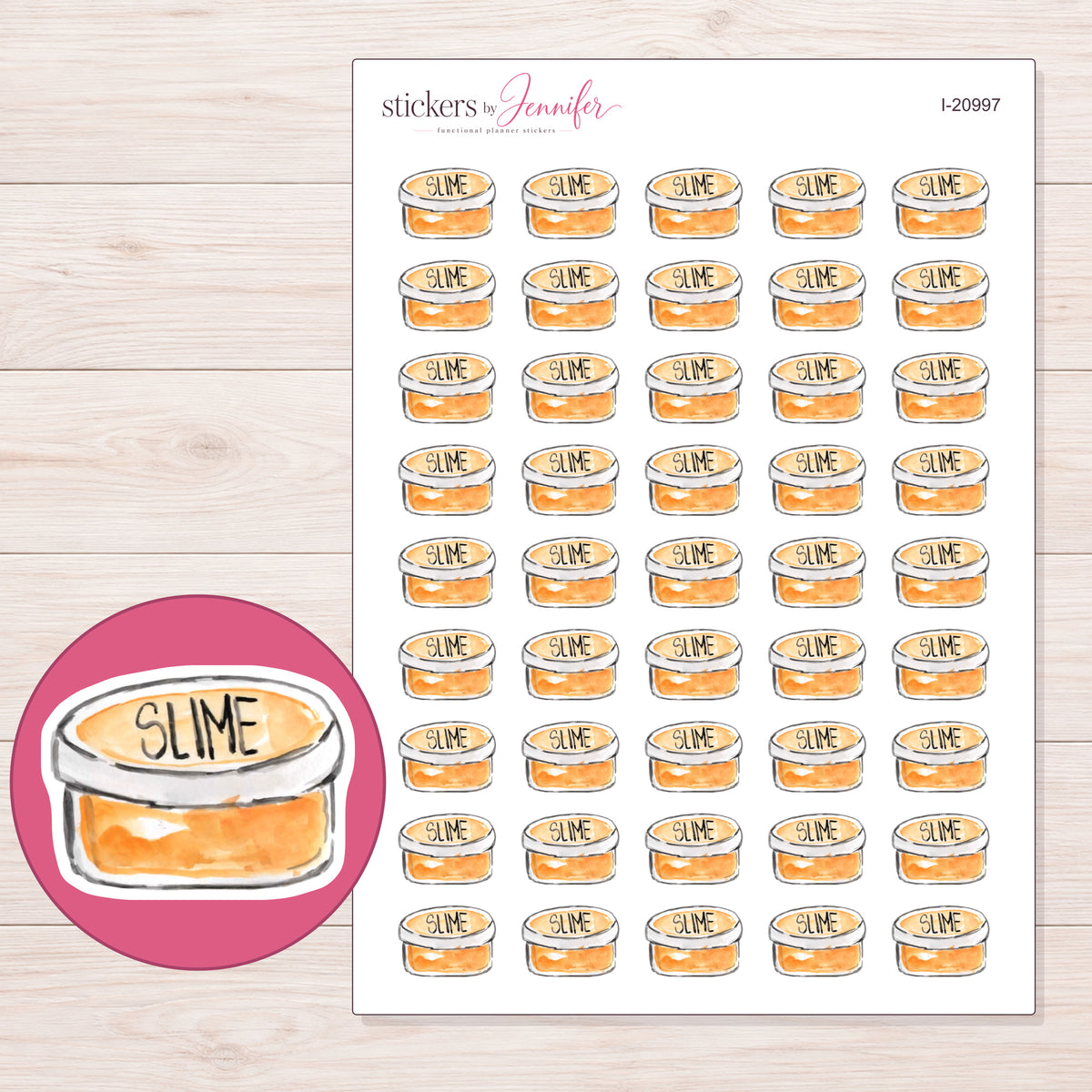 I-20997 planner sticker sheet with enlarged sticker detail