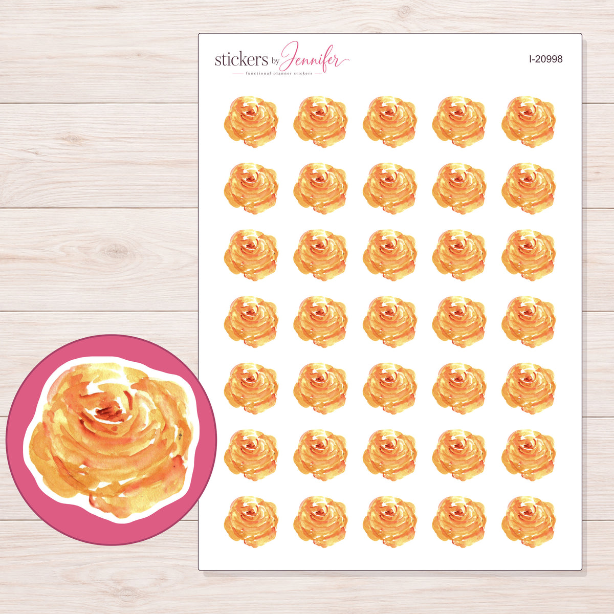 I-20998 planner sticker sheet with enlarged sticker detail