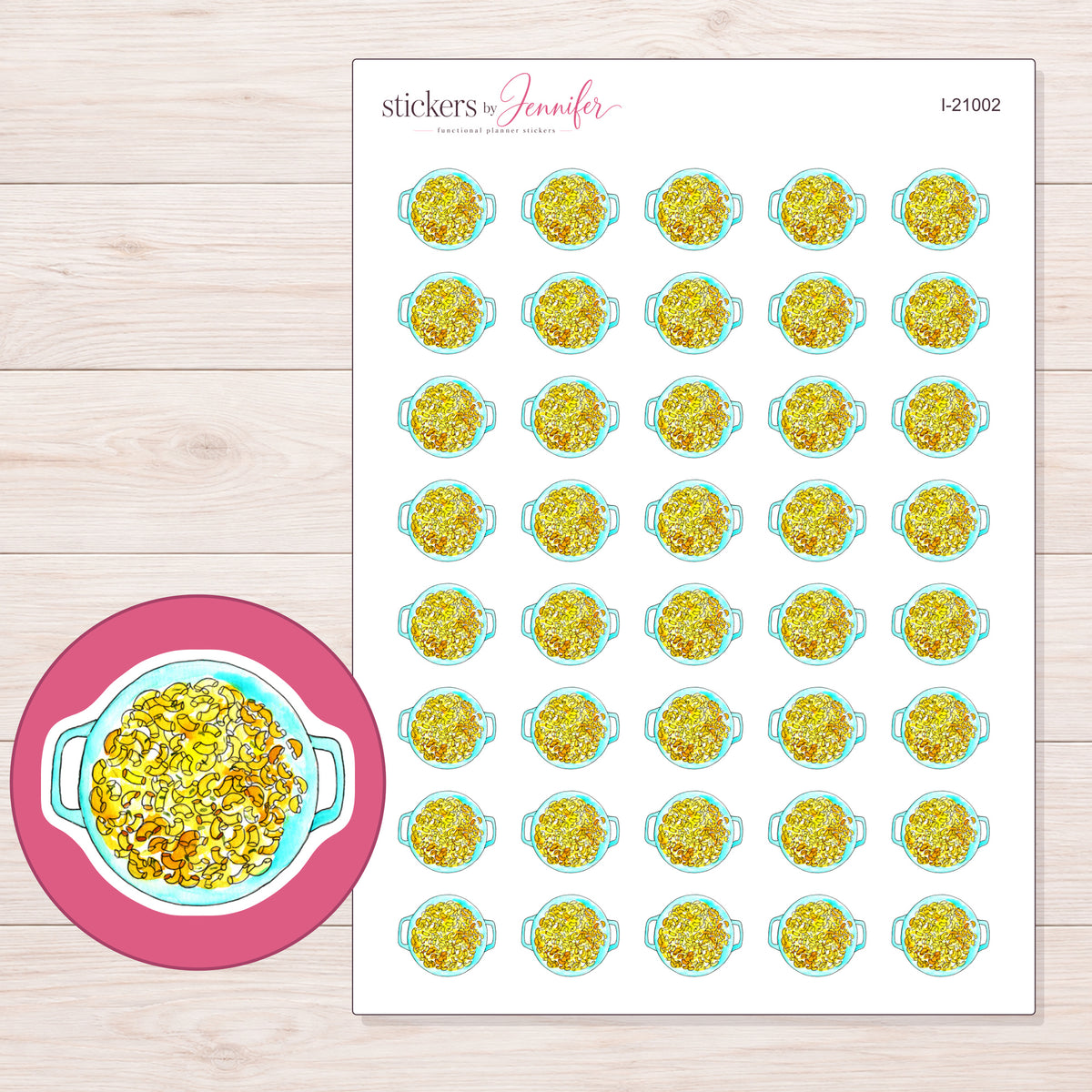 I-21002 planner sticker sheet with enlarged sticker detail