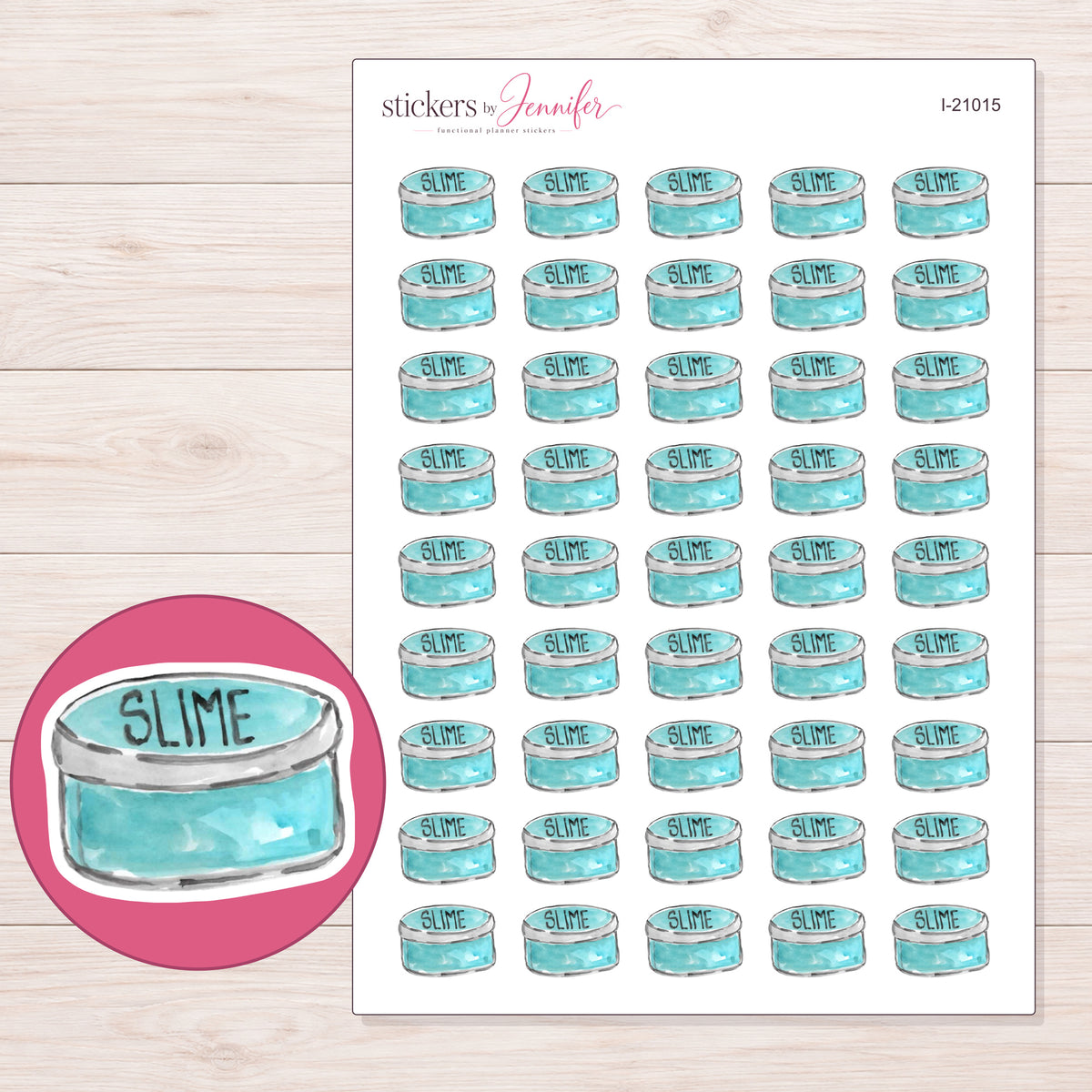I-21015 planner sticker sheet with enlarged sticker detail