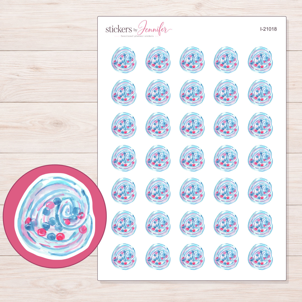 I-21018 planner sticker sheet with enlarged sticker detail