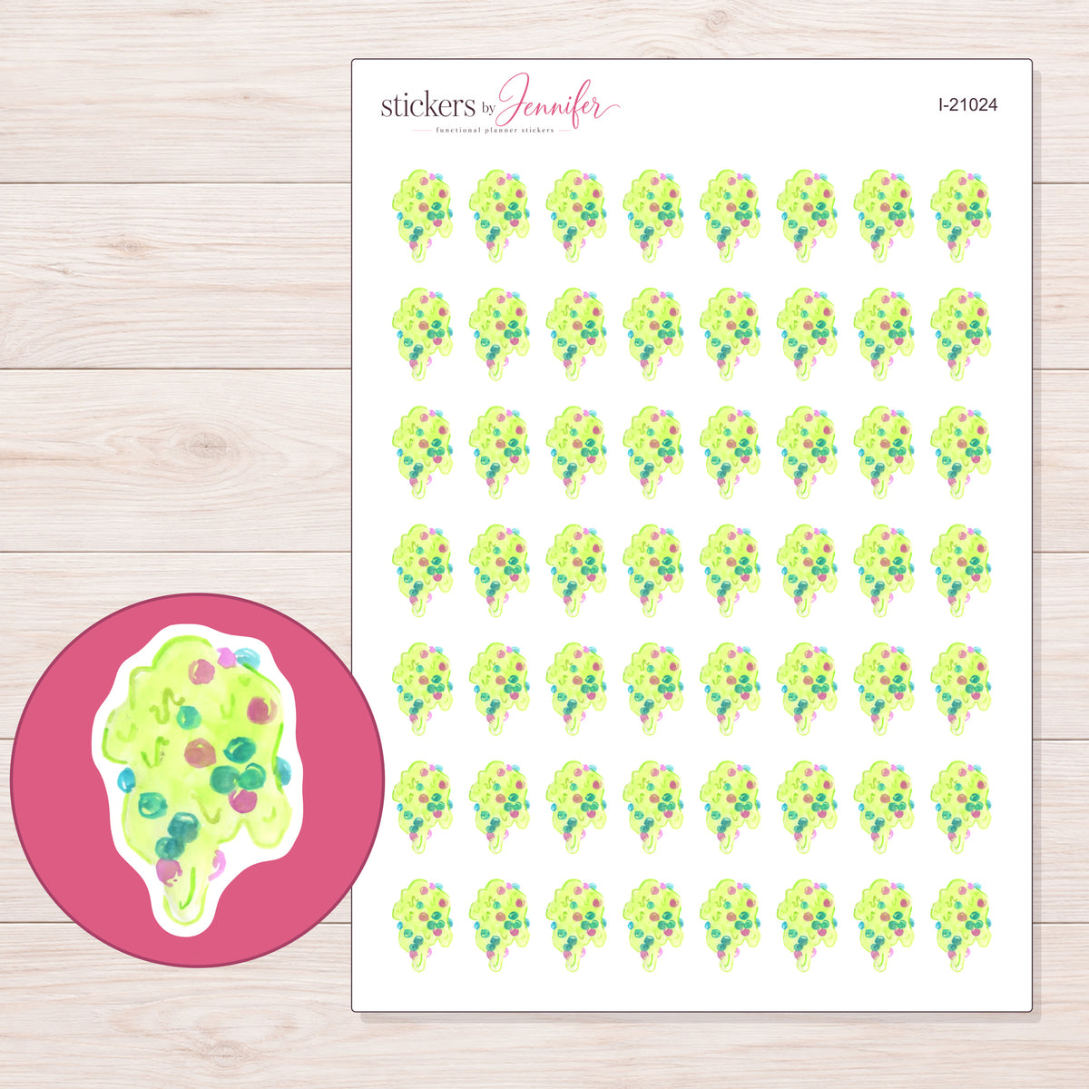 I-21024 planner sticker sheet with enlarged sticker detail