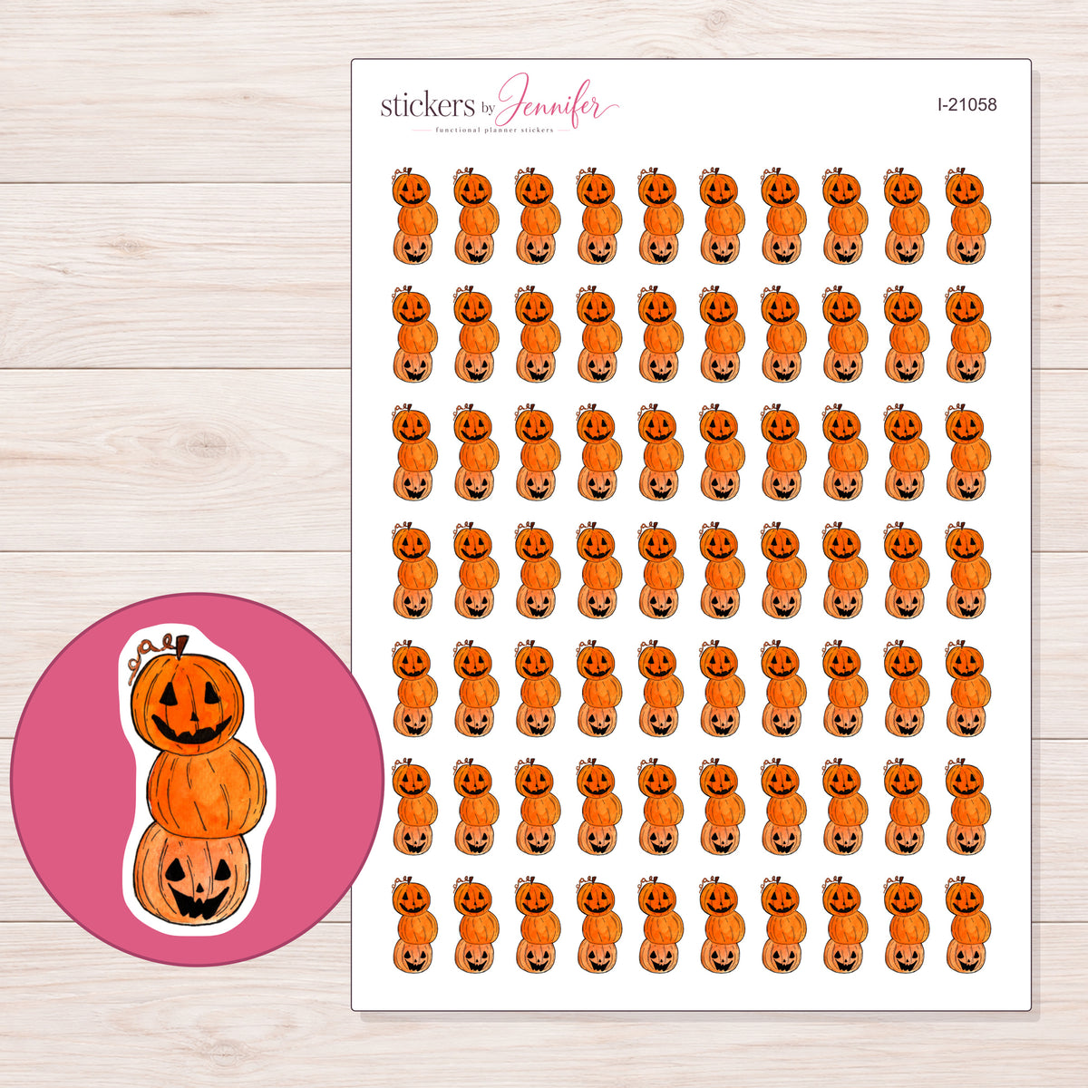 I-21058 planner sticker sheet with enlarged sticker detail