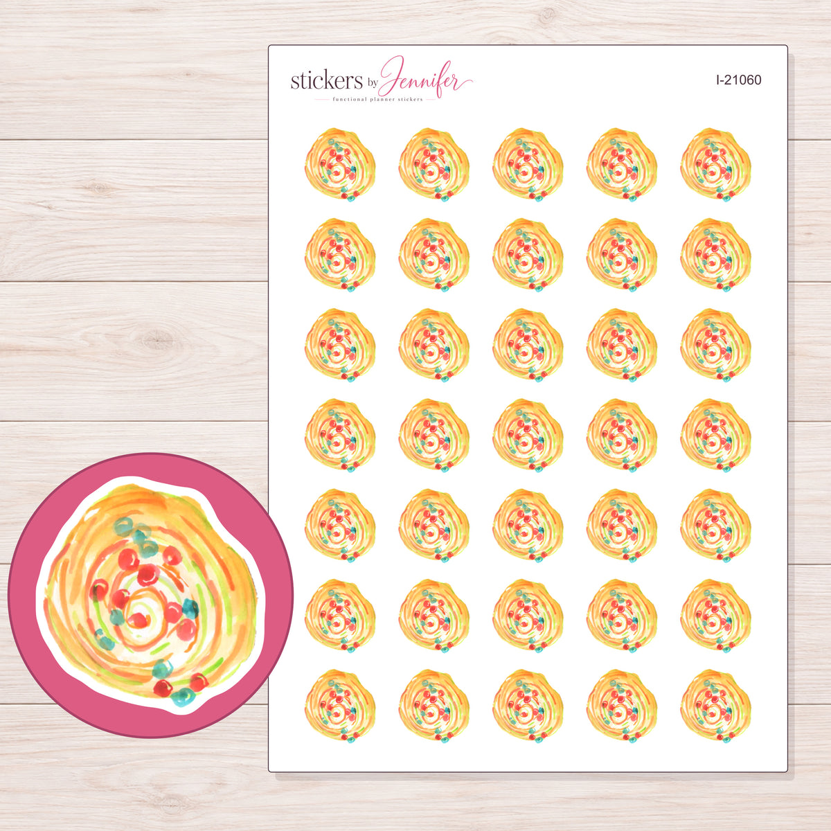 I-21060 planner sticker sheet with enlarged sticker detail