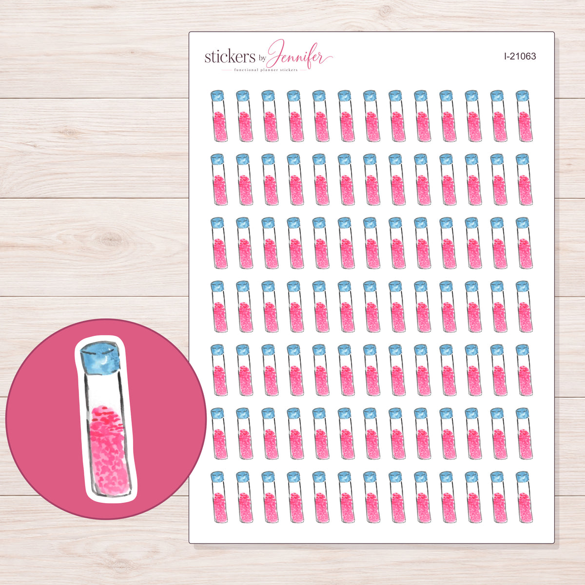 I-21063 planner sticker sheet with enlarged sticker detail