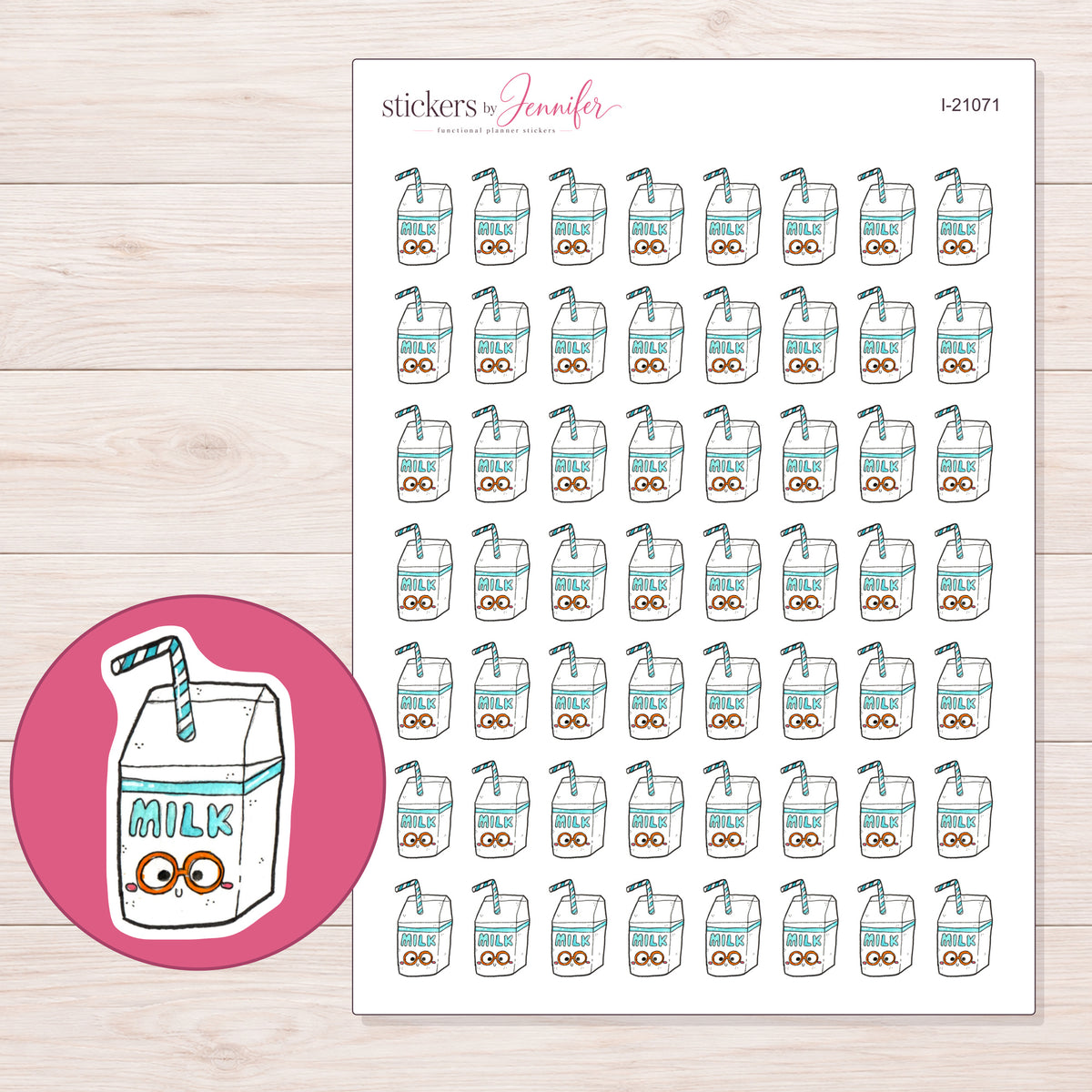 I-21071 planner sticker sheet with enlarged sticker detail