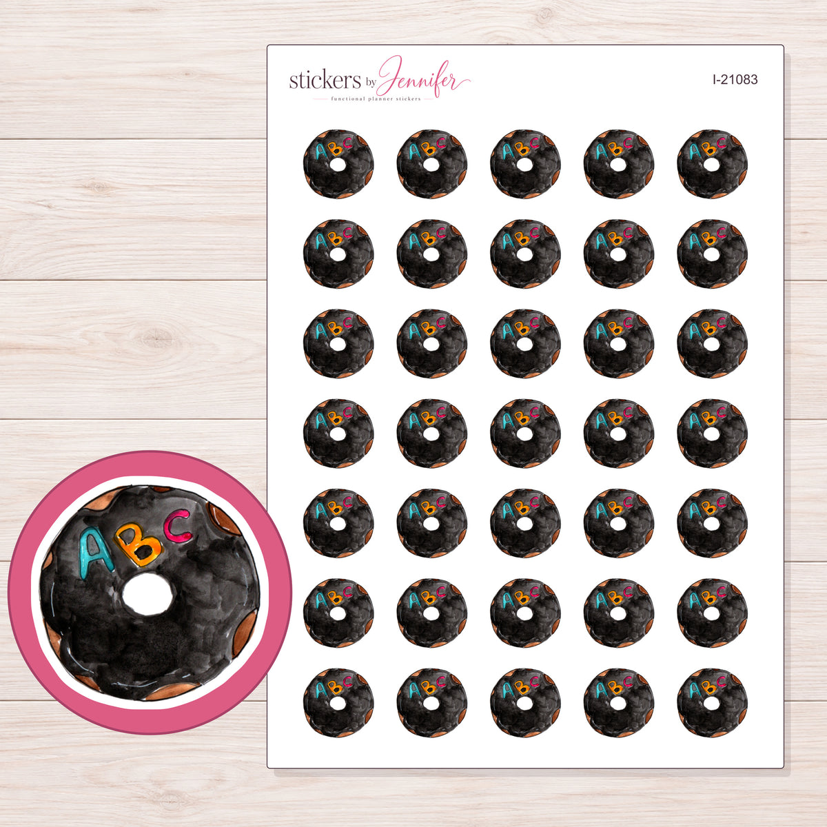 I-21083 planner sticker sheet with enlarged sticker detail