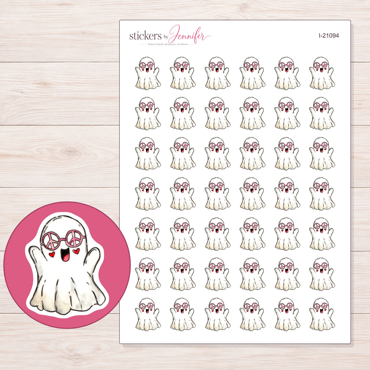 I-21094 planner sticker sheet with enlarged sticker detail