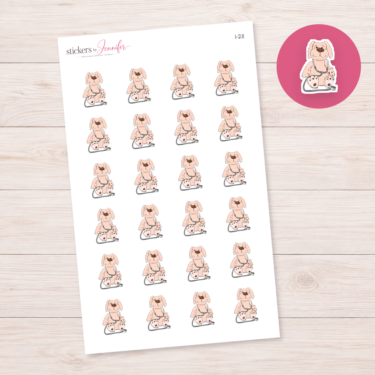 Plush Puppy Doctor Planner Stickers | I-211