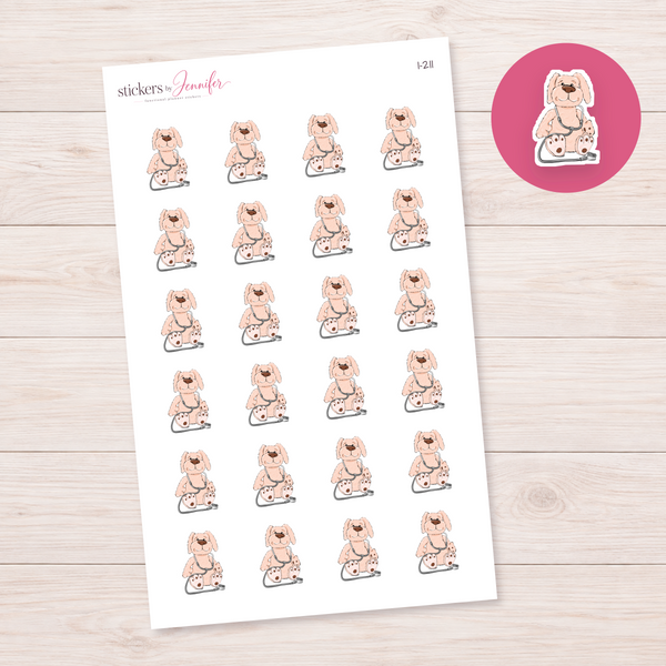 Plush Puppy Doctor Planner Stickers | I-211