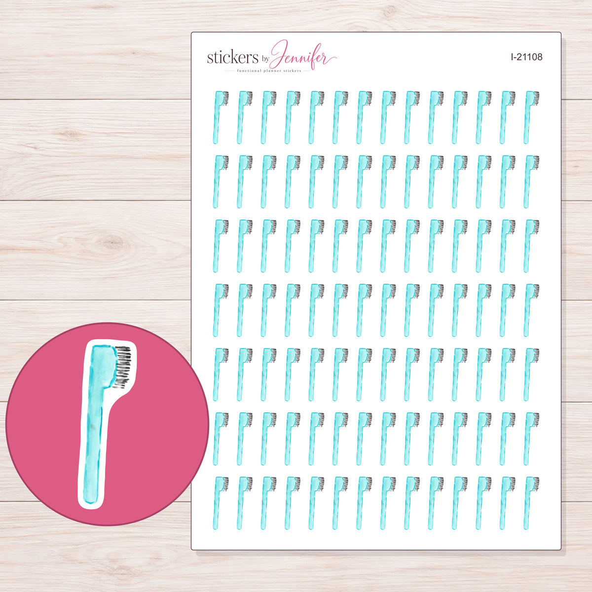 I-21108 planner sticker sheet with enlarged sticker detail