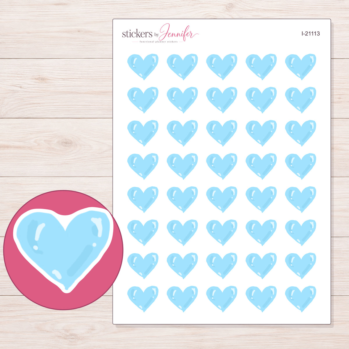 I-21113 planner sticker sheet with enlarged sticker detail