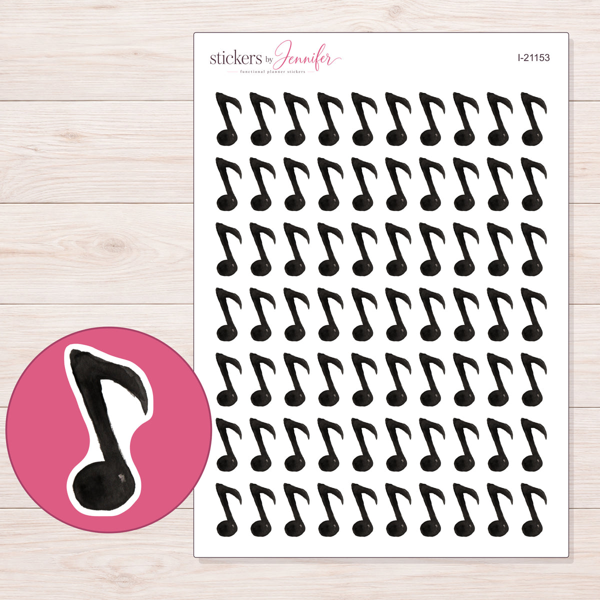 I-21153 planner sticker sheet with enlarged sticker detail