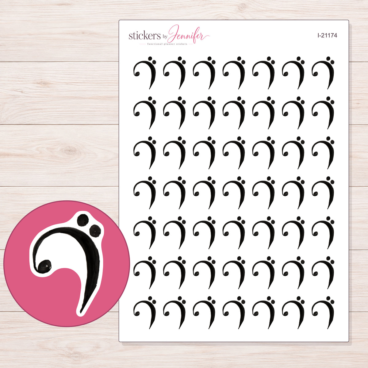 I-21174 planner sticker sheet with enlarged sticker detail