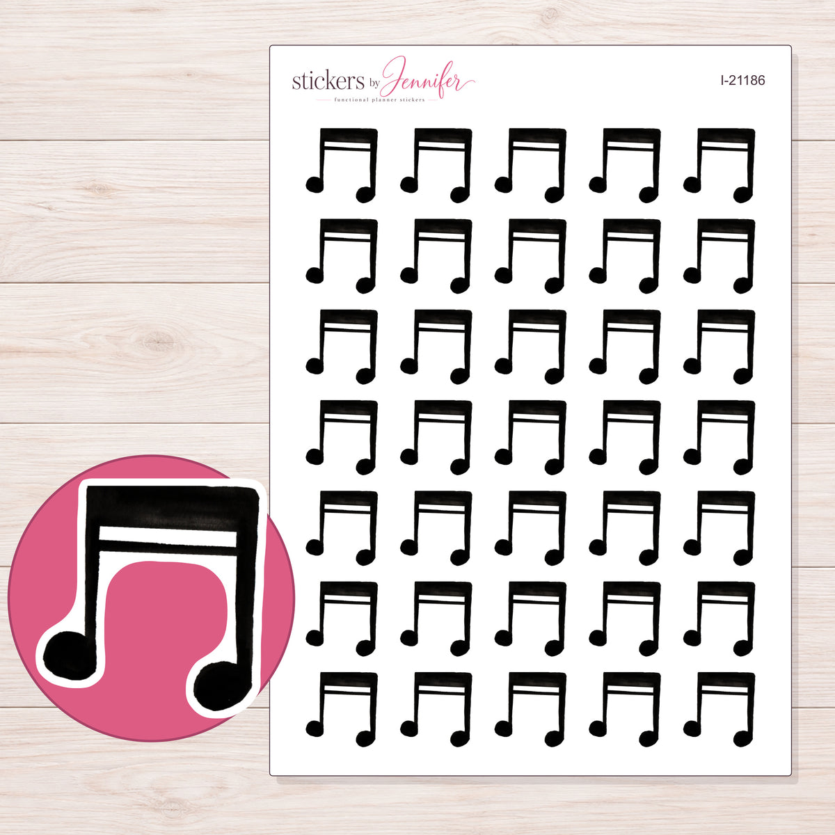 I-21186 planner sticker sheet with enlarged sticker detail