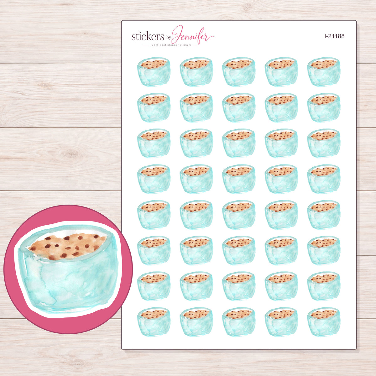 I-21188 planner sticker sheet with enlarged sticker detail