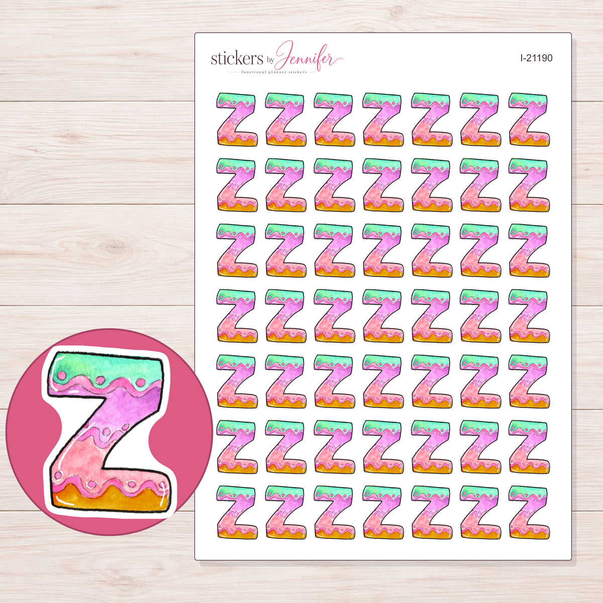 I-21190 planner sticker sheet with enlarged sticker detail