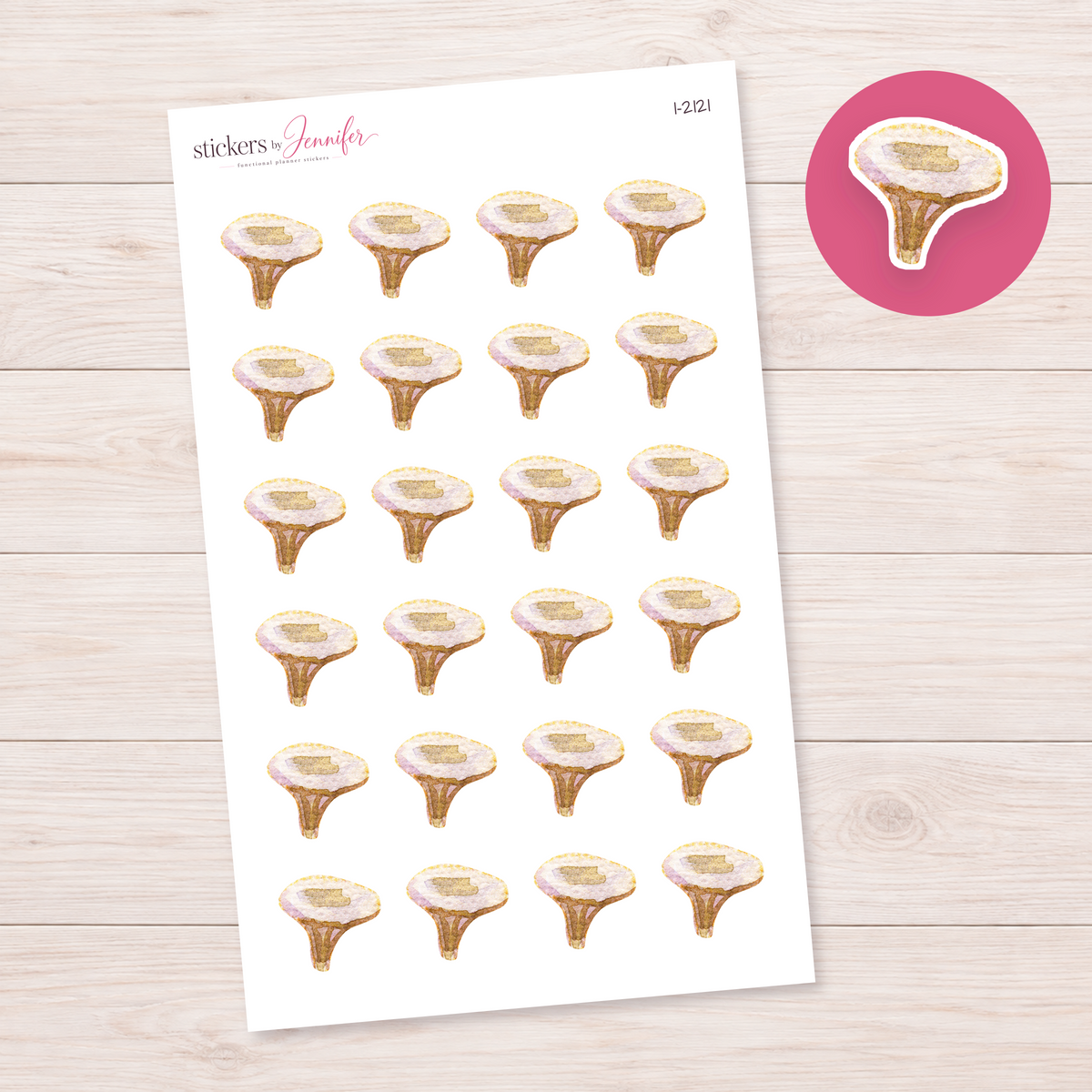 Watercolor Pale Funnel Mushroom Planner Stickers | I-2121