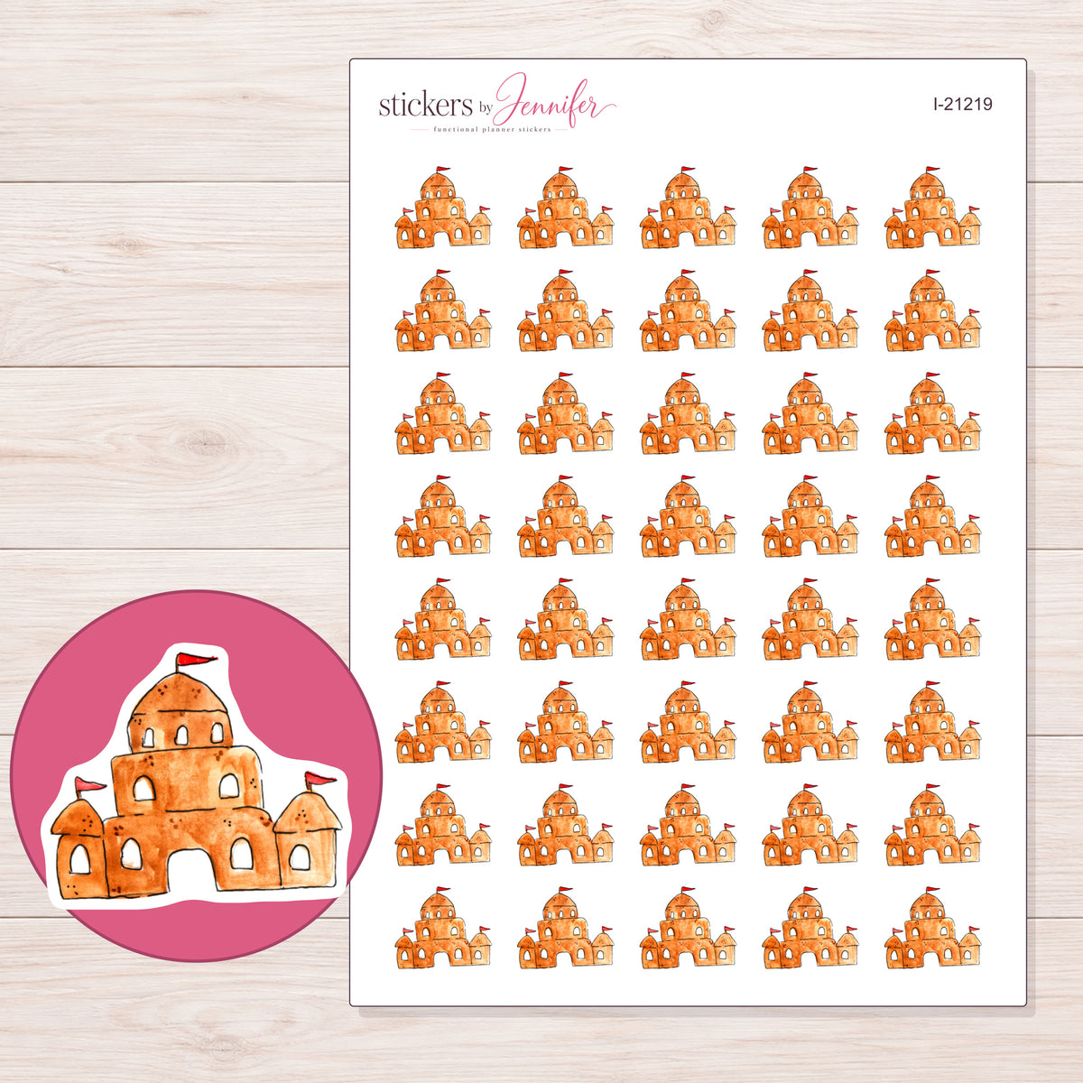 I-21219 planner sticker sheet with enlarged sticker detail