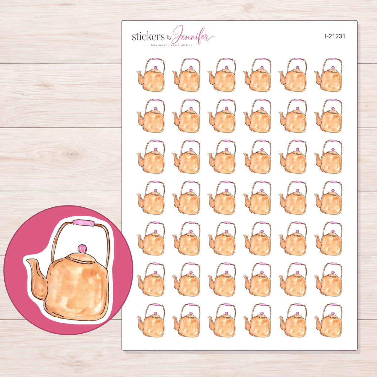 I-21231 planner sticker sheet with enlarged sticker detail