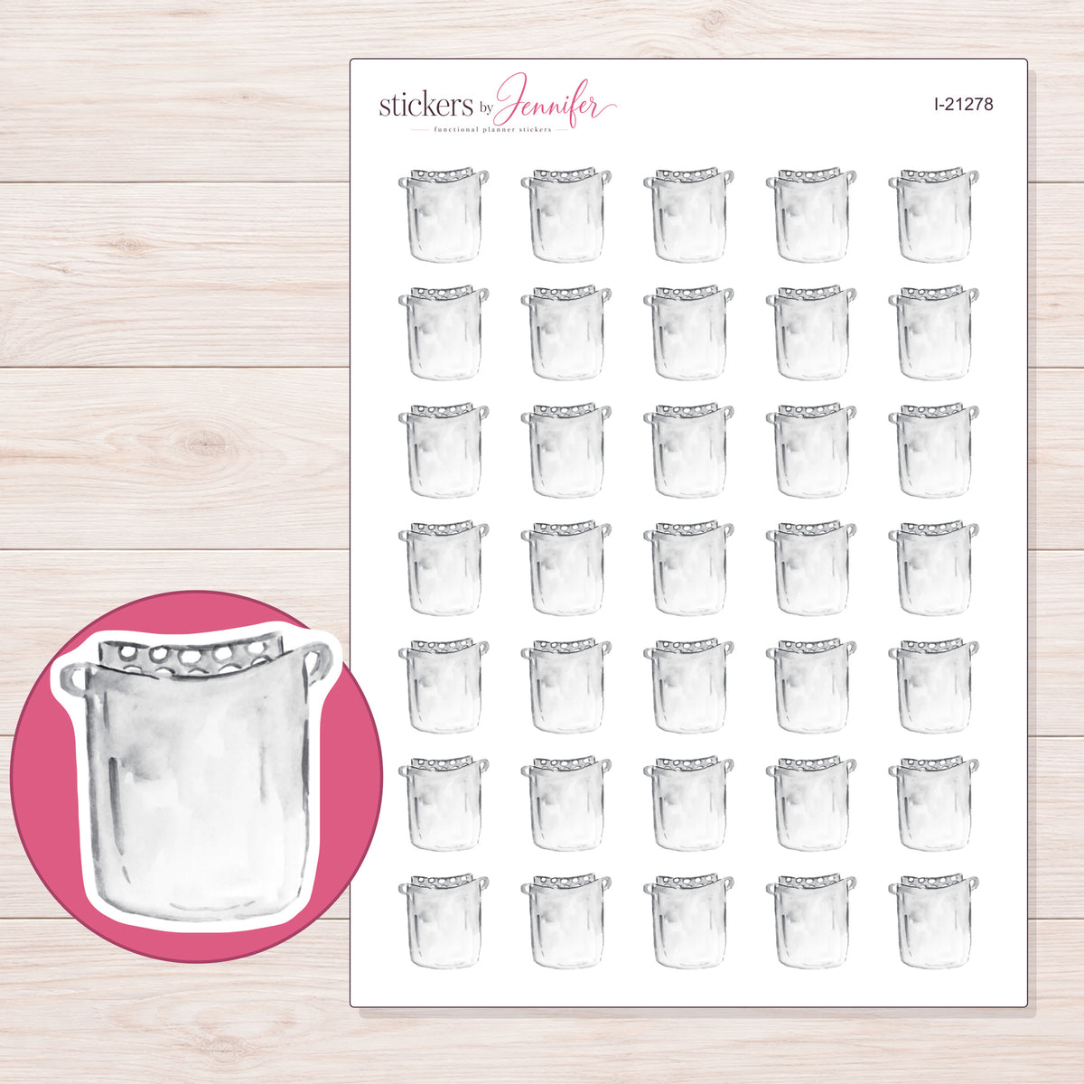 I-21278 planner sticker sheet with enlarged sticker detail