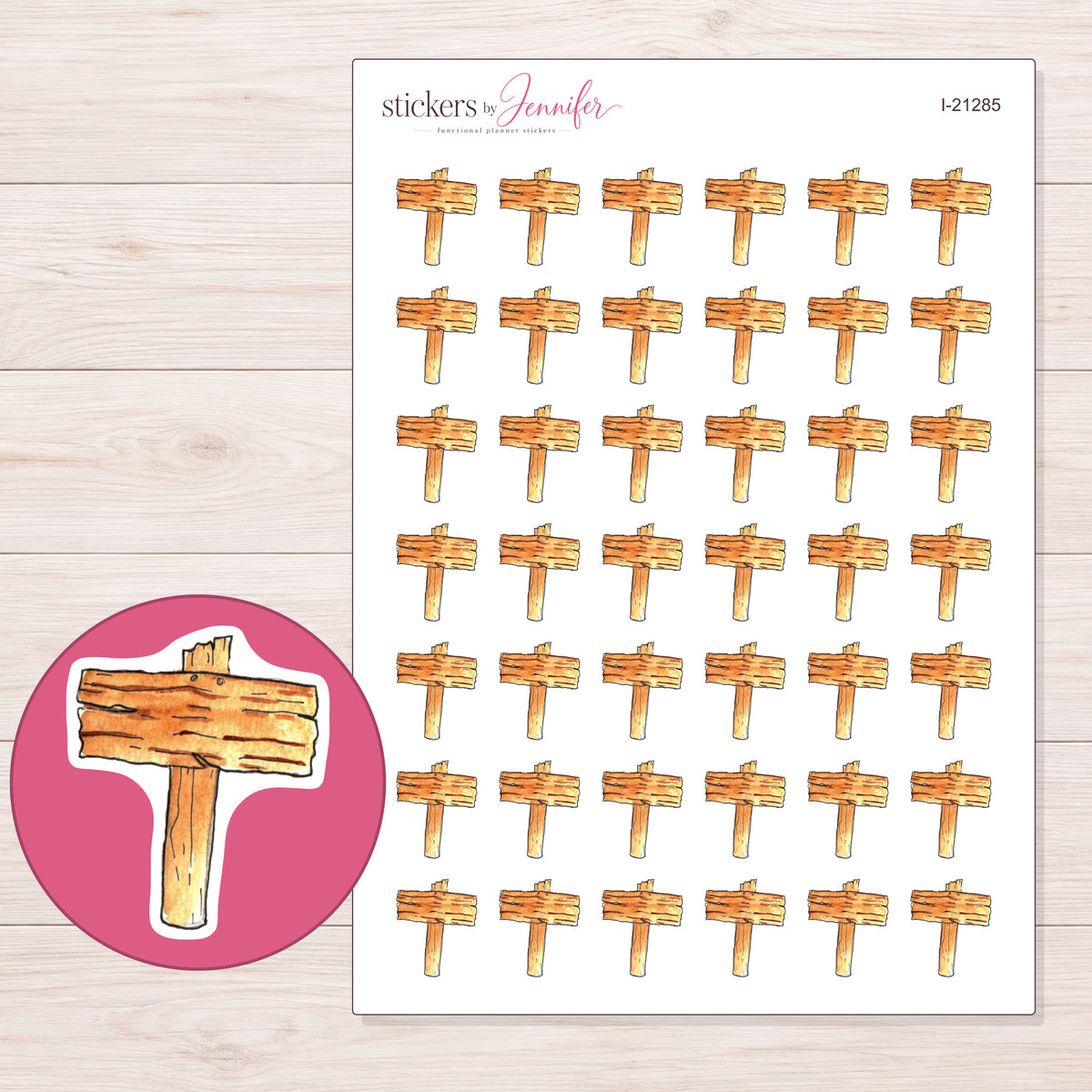 I-21285 planner sticker sheet with enlarged sticker detail