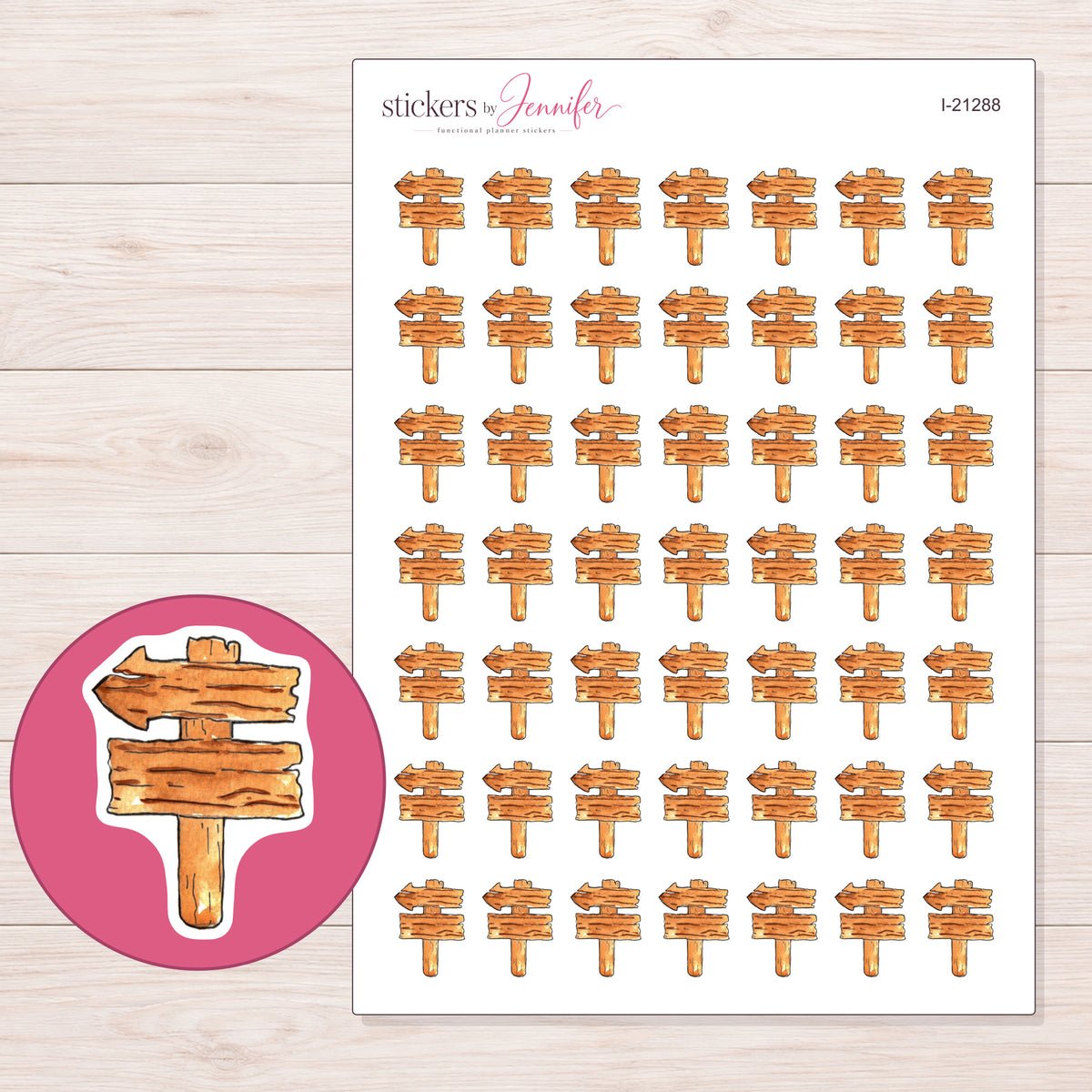 I-21288 planner sticker sheet with enlarged sticker detail