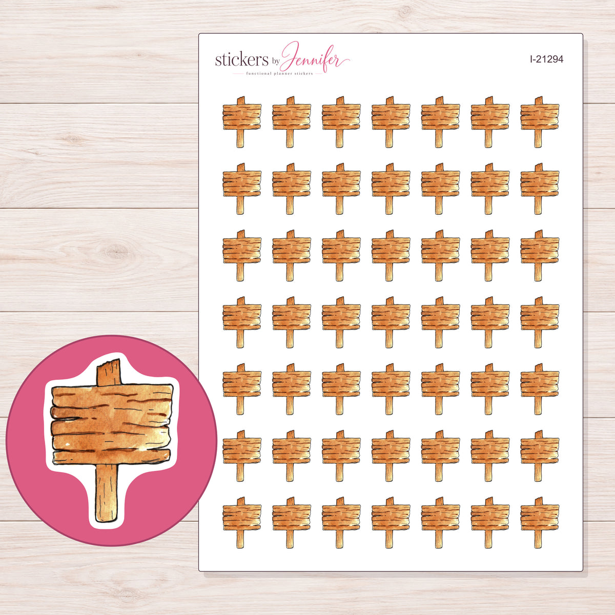 I-21294 planner sticker sheet with enlarged sticker detail