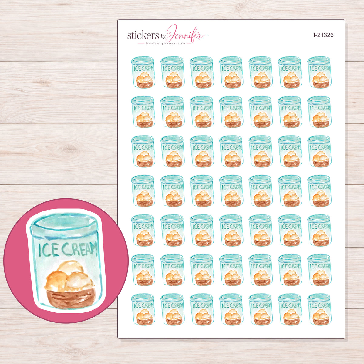 I-21326 planner sticker sheet with enlarged sticker detail