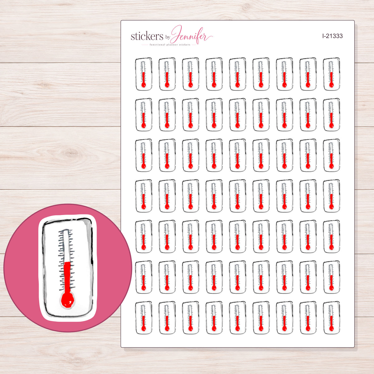 I-21333 planner sticker sheet with enlarged sticker detail