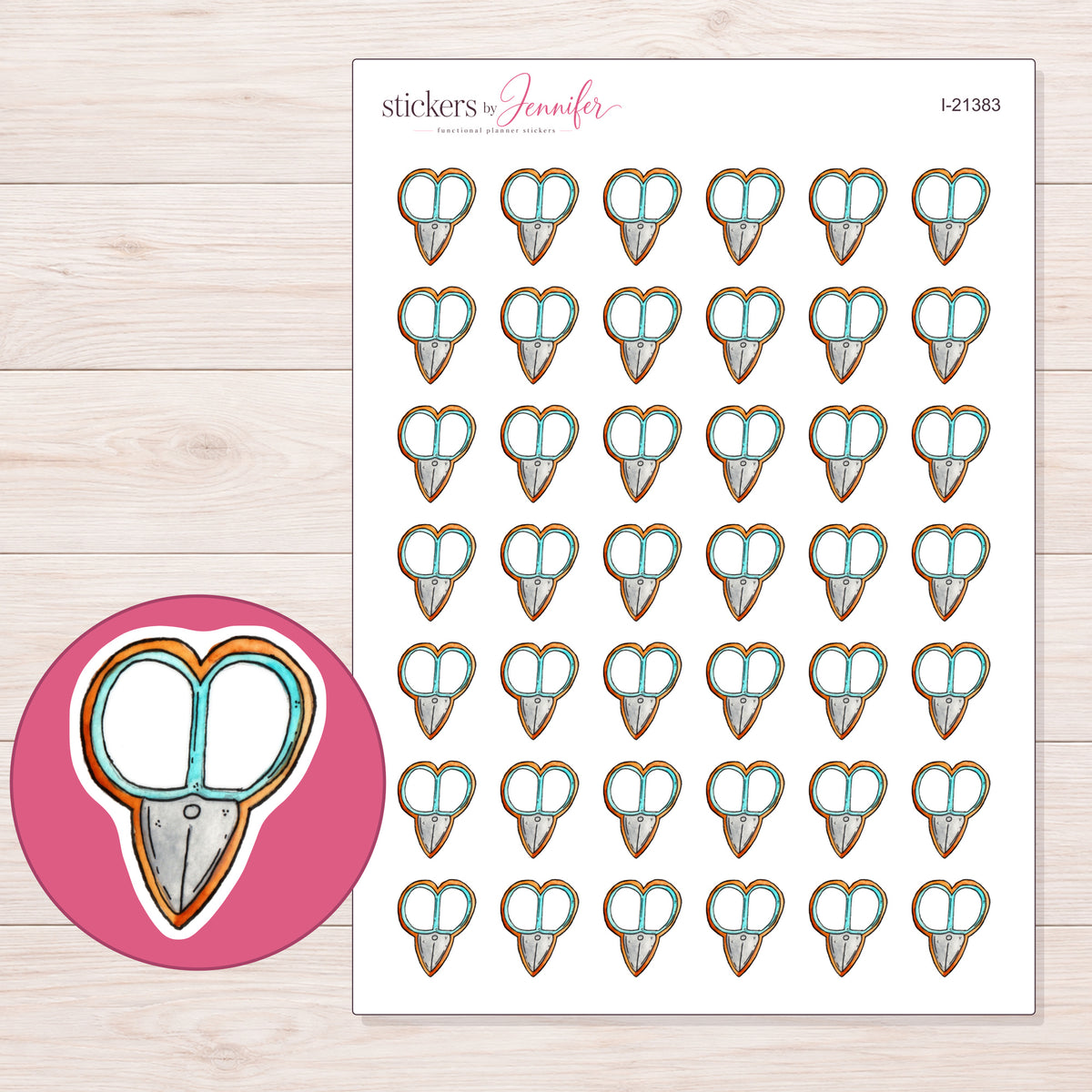 I-21383 planner sticker sheet with enlarged sticker detail