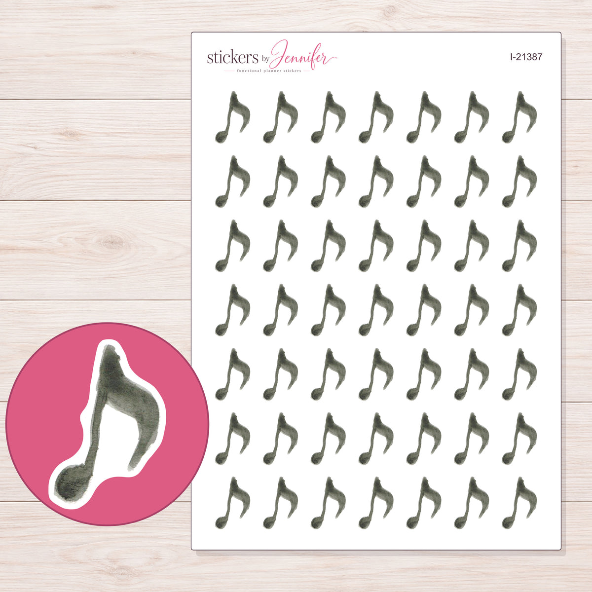 I-21387 planner sticker sheet with enlarged sticker detail