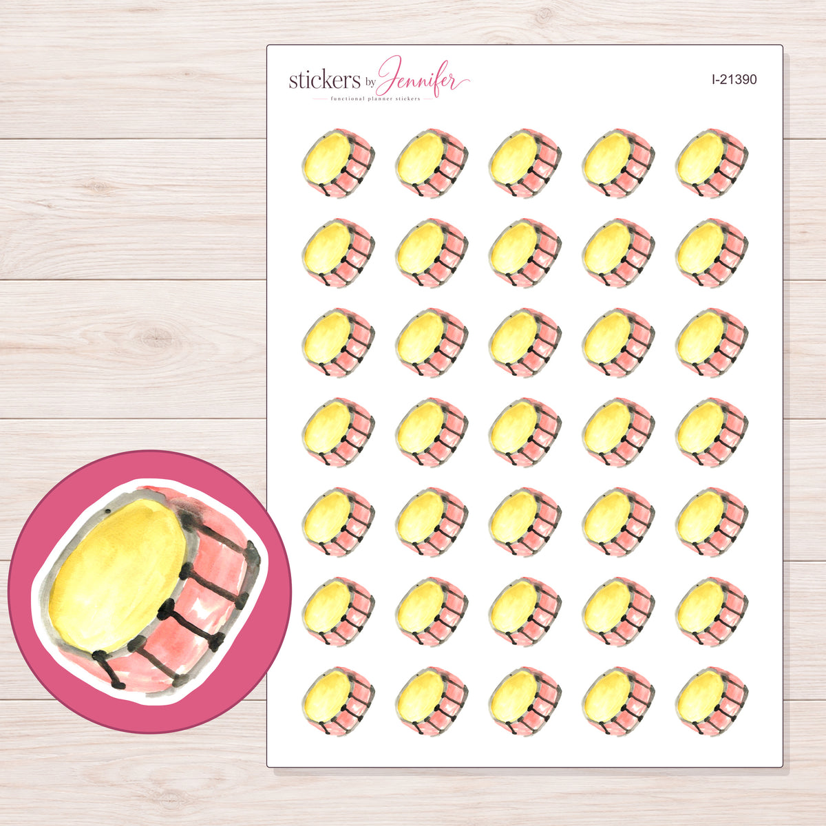 I-21390 planner sticker sheet with enlarged sticker detail