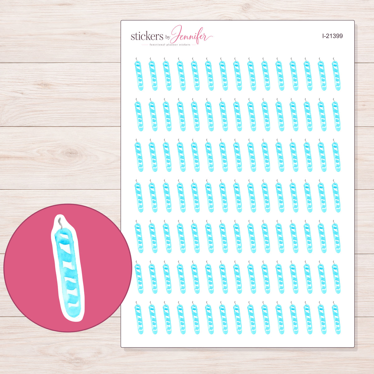 I-21399 planner sticker sheet with enlarged sticker detail