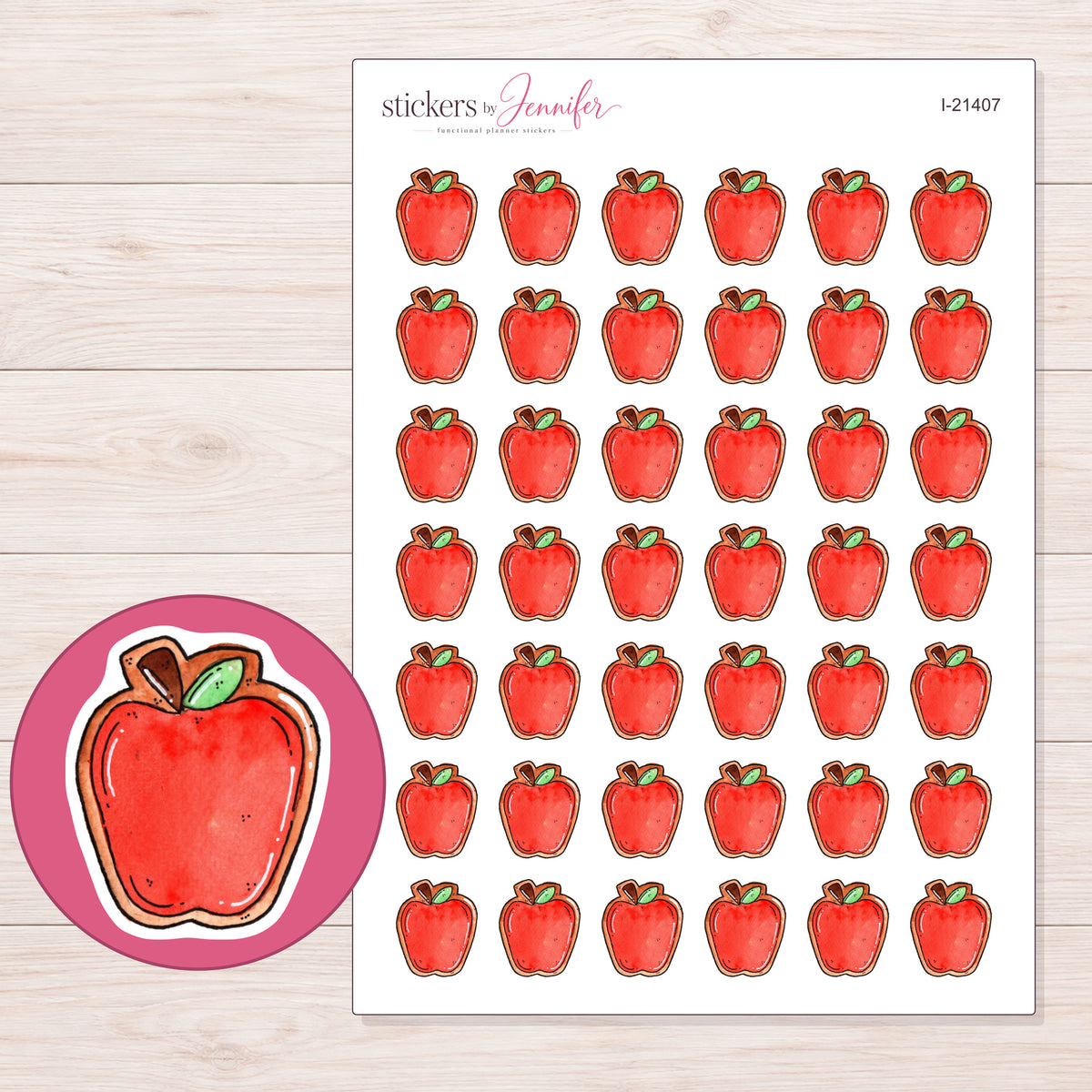 I-21407 planner sticker sheet with enlarged sticker detail