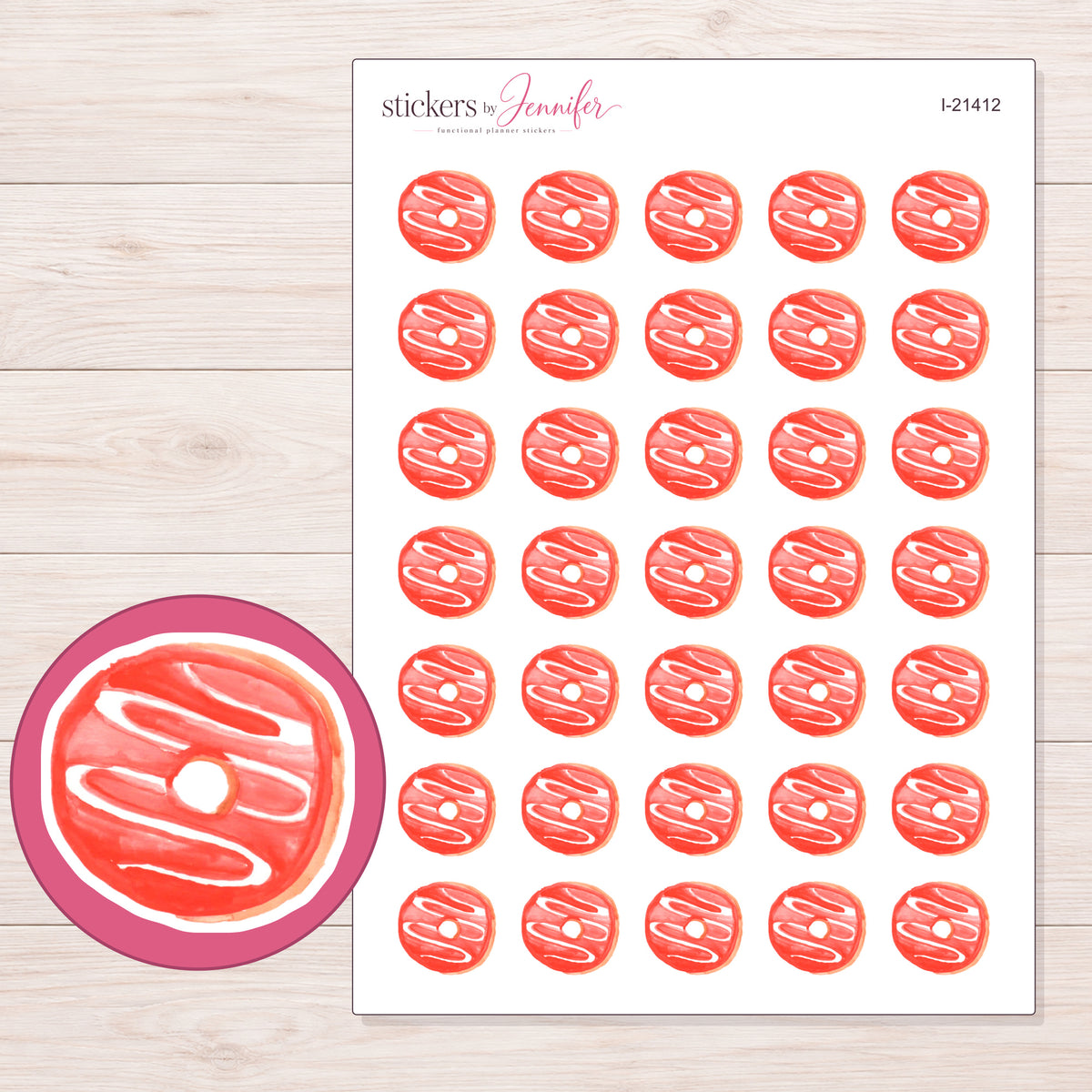 I-21412 planner sticker sheet with enlarged sticker detail