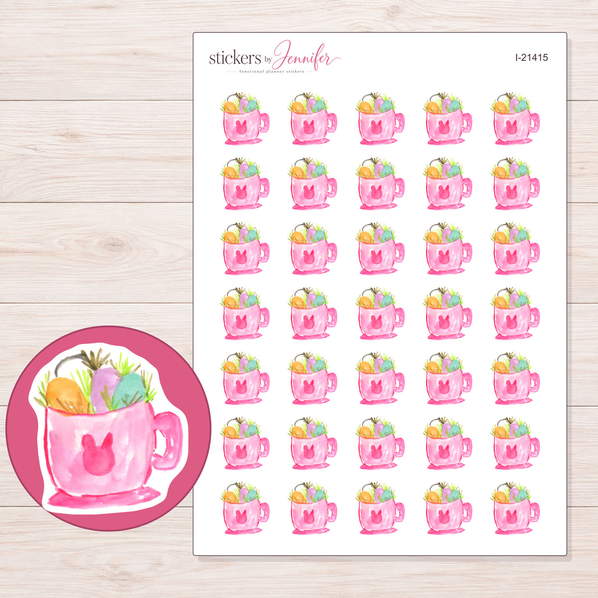 I-21415 planner sticker sheet with enlarged sticker detail